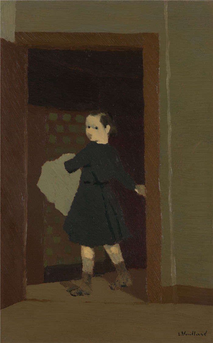 爱德华·维亚尔(Édouard Vuillard，法国画家)作品-门口的孩子（1891-92）