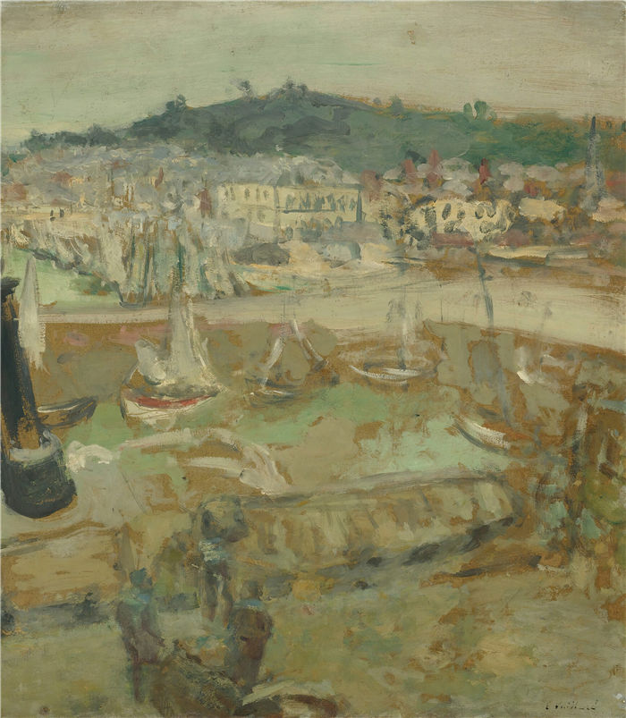 爱德华·维亚尔(Édouard Vuillard，法国画家)作品-小港口，翁弗勒尔（约 1902 年）