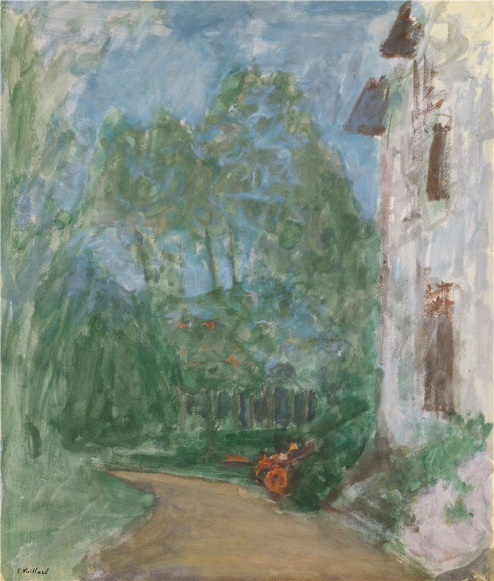 爱德华·维亚尔(Édouard Vuillard，法国画家)作品-房子前的小路