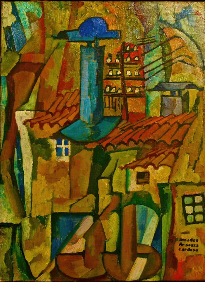 阿马德奥·德·索萨-卡多索（Amadeo de Souza-Cardoso ，葡萄牙画家）作品-风车电报线 (1915)