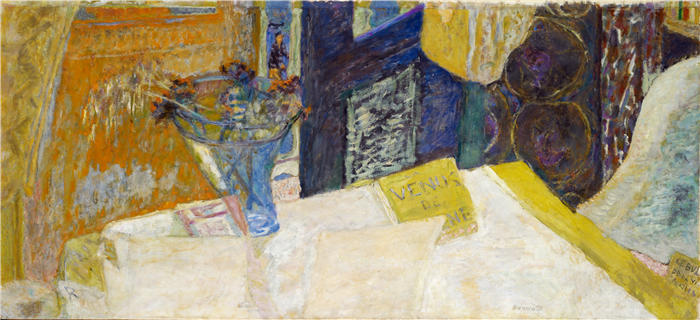 皮埃尔·邦纳德(Pierre Bonnard,法国画家)作品-花束静物,昔兰尼的维纳斯 (1930)高清下载