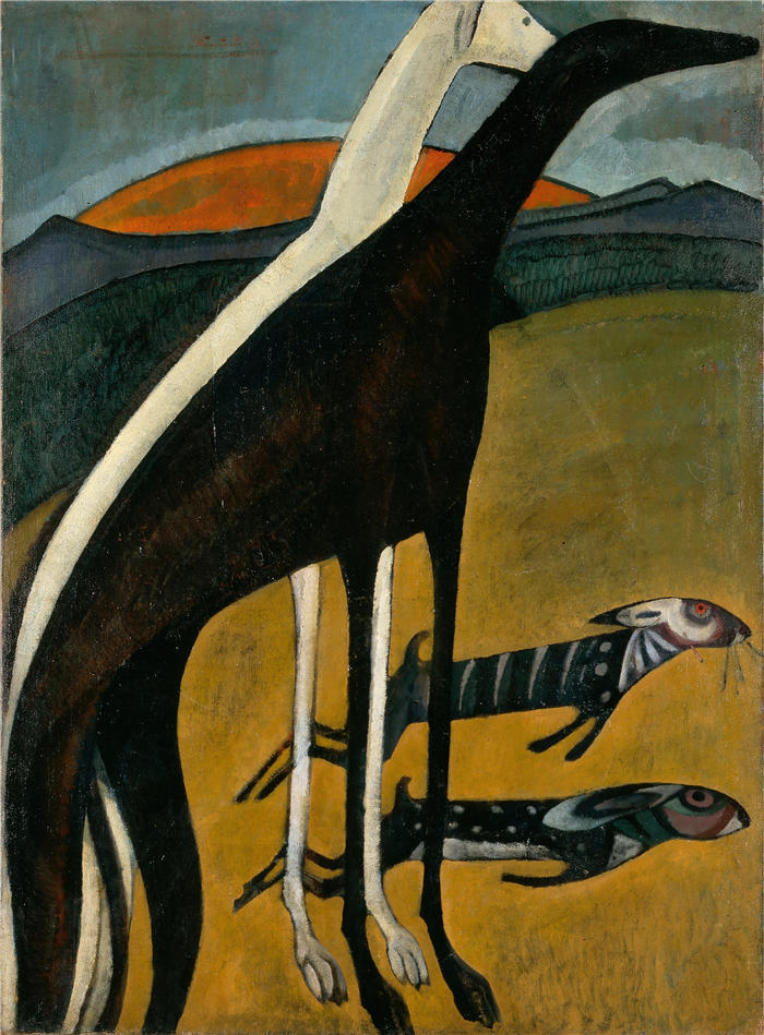 阿马德奥·德·索萨-卡多索(Amadeo de Souza-Cardoso ,葡萄牙画家)作品-灰狗(大约 1911 年)