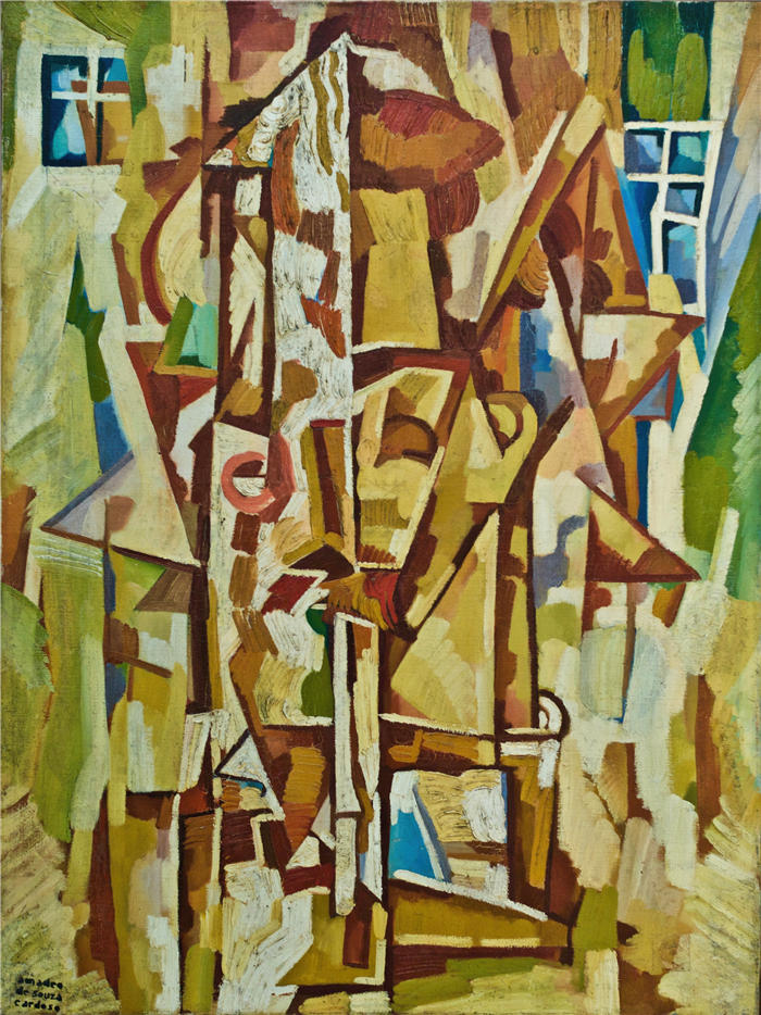 阿马德奥·德·索萨-卡多索（Amadeo de Souza-Cardoso ，葡萄牙画家）作品-带烟嘴的吸烟者（1915-1916）