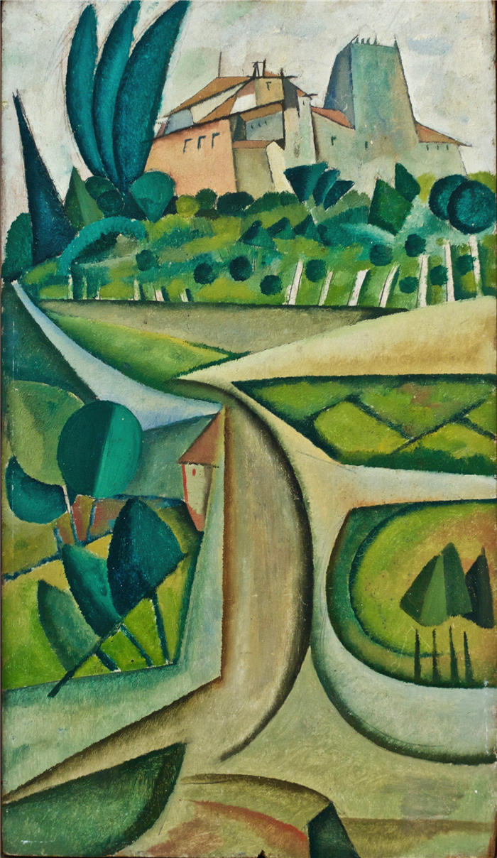 阿马德奥·德·索萨-卡多索（Amadeo de Souza-Cardoso ，葡萄牙画家）作品-曼胡夫风景（c.1912-1913）