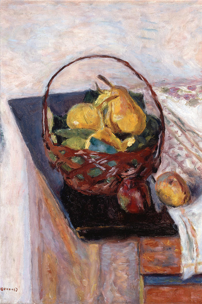 皮埃尔·邦纳德（Pierre Bonnard，法国画家）作品-水果篮 (1922)高清下载