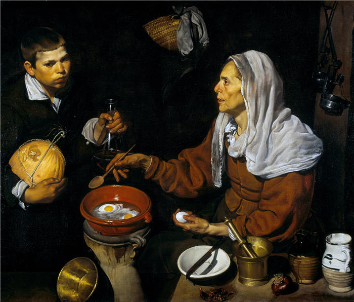 迭戈·委拉斯开兹 (Diego Velázquez，西班牙画家)作品-煮鸡蛋的老妇人