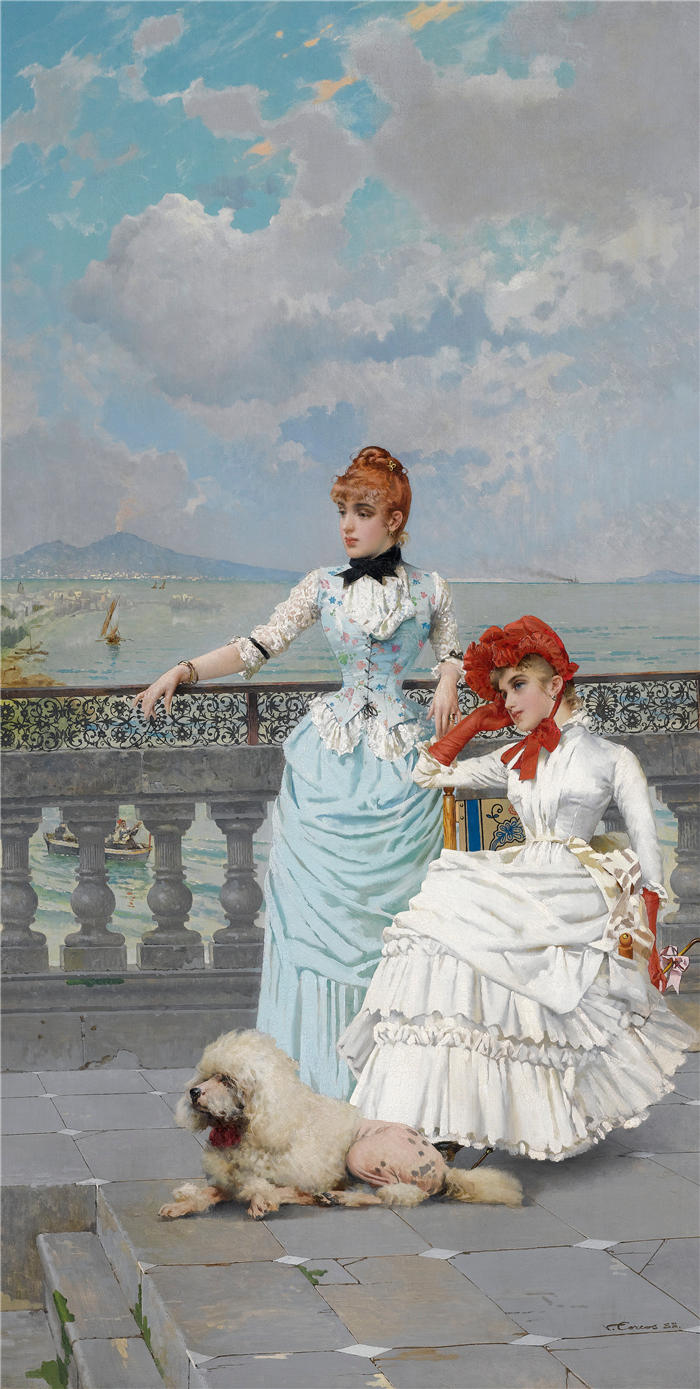 维托里奥·马泰奥·科科斯(Vittorio Matteo Corcos，意大利画家)作品-那不勒斯美女 (1885)高清下载