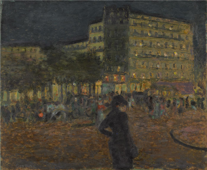 皮埃尔·邦纳德（Pierre Bonnard，法国画家）作品-晚上放置皮加勒（约 1905–08 年）高清下载