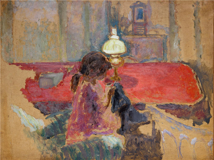 皮埃尔·邦纳德（Pierre Bonnard，法国画家）作品-提灯的女人 (1909)高清下载