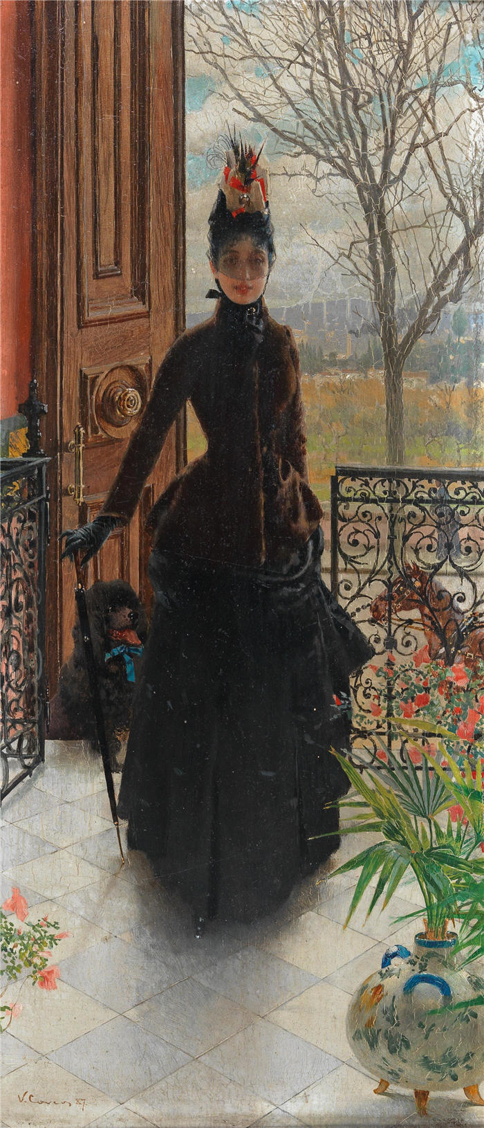 维托里奥·马泰奥·科科斯(Vittorio Matteo Corcos，意大利画家)作品-一位优雅的女士 (1887)高清下载