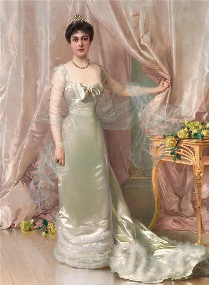 维托里奥·马泰奥·科科斯(Vittorio Matteo Corcos,意大利画家)作品-Evelyne Colonna di Stigliano 公主的肖像高清下载