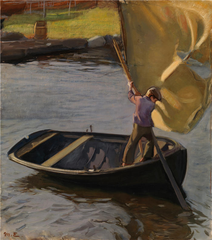 克努特·马格努斯·恩克尔 (Knut Magnus Enckell，芬兰画家) 作品 -男孩和帆 (1902)