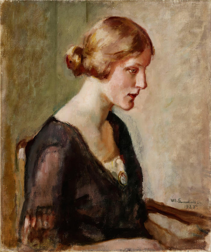 克努特·马格努斯·恩克尔 (Knut Magnus Enckell，芬兰画家) 作品 -芭芭拉·拉格博格小姐的肖像 (1925)