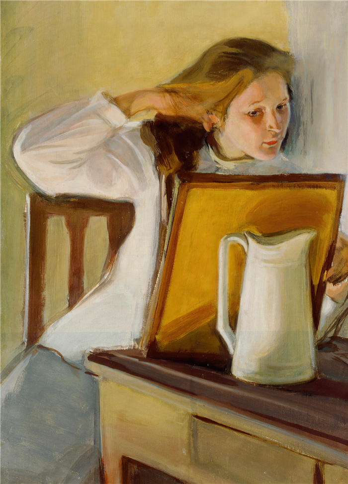 克努特·马格努斯·恩克尔 (Knut Magnus Enckell，芬兰画家) 作品 -拉直头发的女孩 (1902)