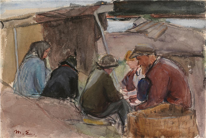 克努特·马格努斯·恩克尔 (Knut Magnus Enckell，芬兰画家) 作品 -海边的渔民 (1900 - 1925)