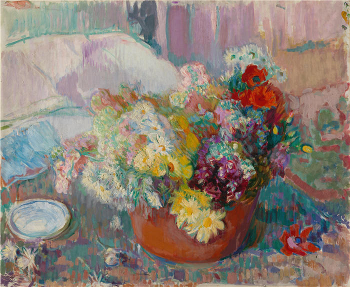克努特·马格努斯·恩克尔 (Knut Magnus Enckell，芬兰画家) 作品 -花 (1912 - 1913)