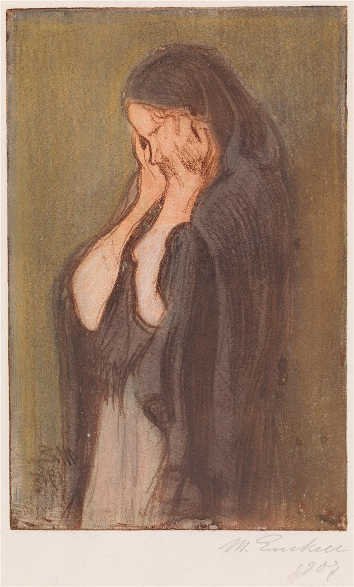 克努特·马格努斯·恩克尔 (Knut Magnus Enckell，芬兰画家) 作品 -哭泣的女人 (1907)