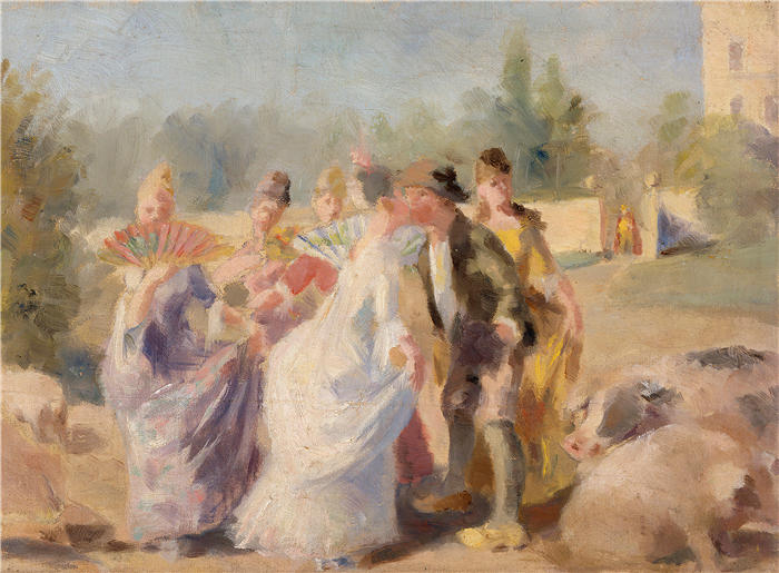 克努特·马格努斯·恩克尔 (Knut Magnus Enckell，芬兰画家) 作品 -公主与猪倌 (1890)
