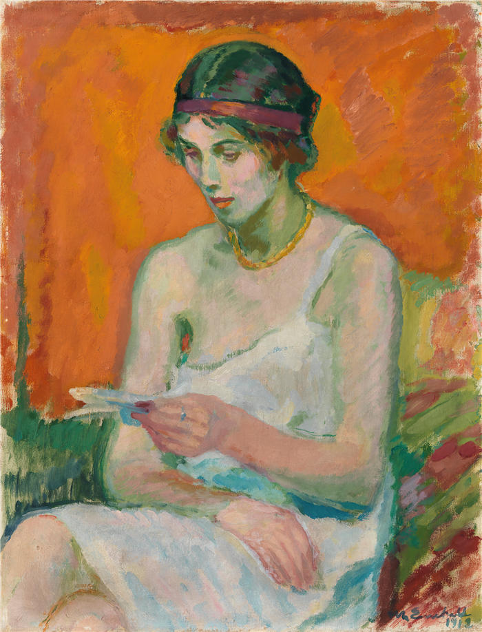 克努特·马格努斯·恩克尔 (Knut Magnus Enckell,芬兰画家) 作品 -穿衬裙的女人 (1912)