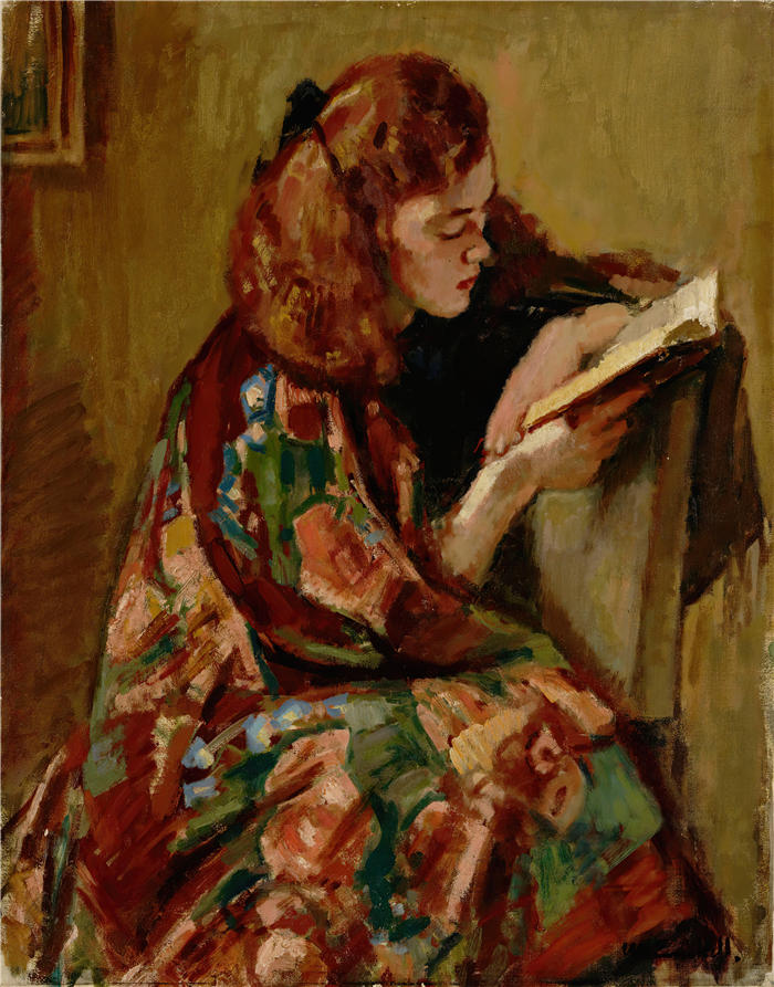 克努特·马格努斯·恩克尔 (Knut Magnus Enckell，芬兰画家) 作品 -读书女孩 (1921 - 1922)