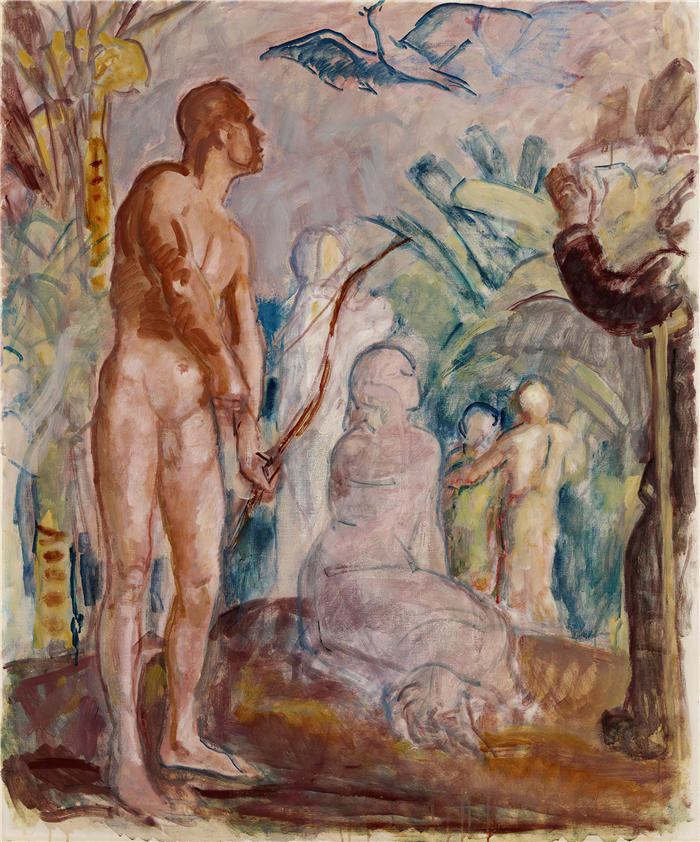 克努特·马格努斯·恩克尔 (Knut Magnus Enckell，芬兰画家) 作品 -天堂鸟，素描（1925 年）