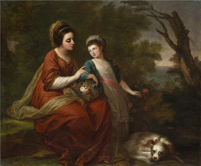 安吉莉卡·考夫曼（Angelica Kauffmann，瑞士画家）作品-休·摩根夫人和她的女儿（约 1771 年）高清下载