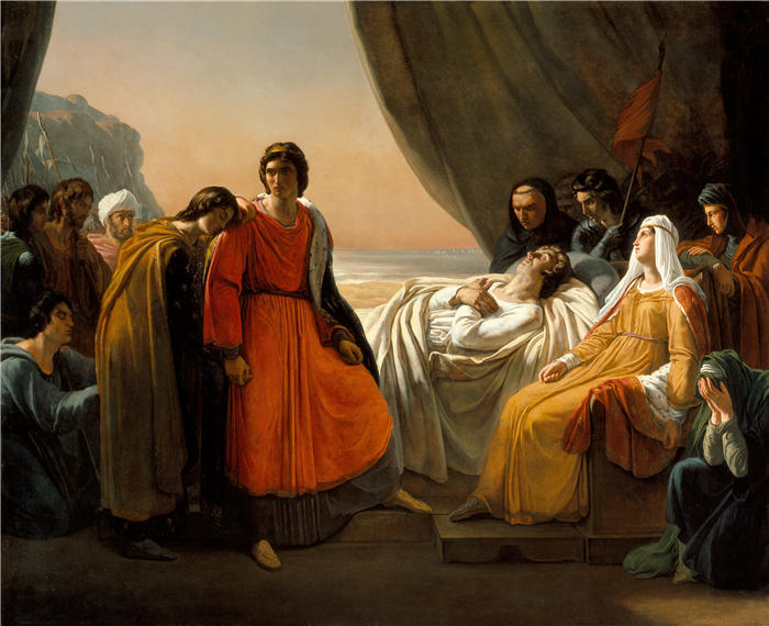 阿里·谢弗(Ary Scheffer,荷兰画家)作品-圣路易斯之死（约 1817 年）油画高清下载