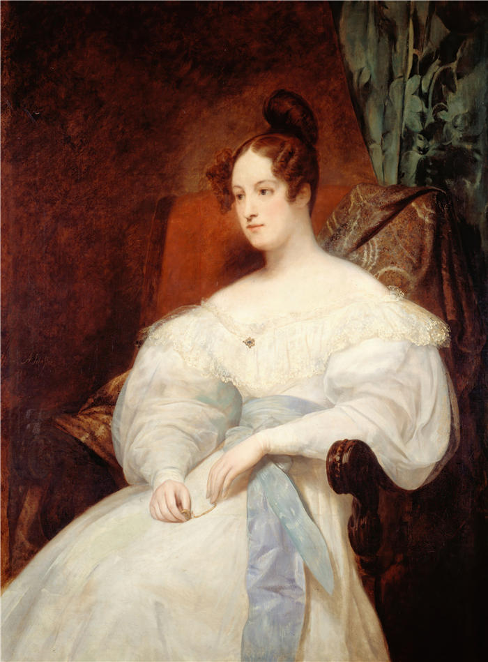 阿里·谢弗(Ary Scheffer,荷兰画家)作品-奥尔良的路易丝公主的肖像（1833 年）油画高清下载