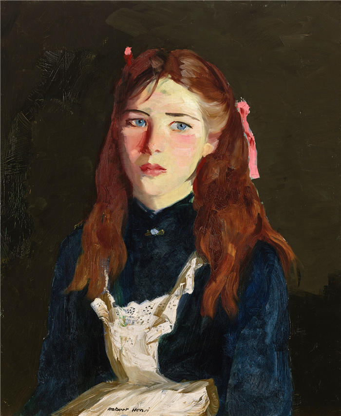 罗伯特·亨利（Robert Henri，美国画家）作品-《爱尔兰姑娘 (1913)》高清下载