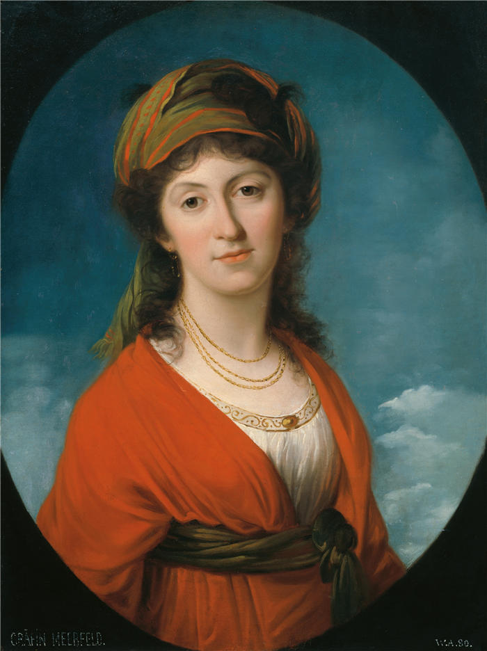 安吉莉卡·考夫曼（Angelica Kauffmann，瑞士画家）作品-玛丽·特蕾莎·梅尔菲尔德伯爵夫人 (1790)高清下载
