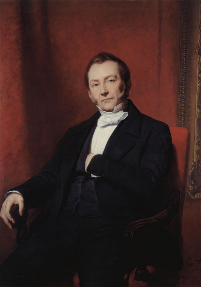 阿里·谢弗(Ary Scheffer,荷兰画家)作品-让·亚伯拉罕·诺特博姆 (Jean Abraham Nottebohm) 的假定肖像 (1849)油画高清下载