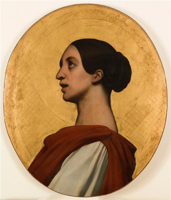 阿里·谢弗(Ary Scheffer,荷兰画家)作品-波琳·维亚尔多 (Pauline Viardot) 的圣塞西莉亚肖像 (1851)油画高清下载