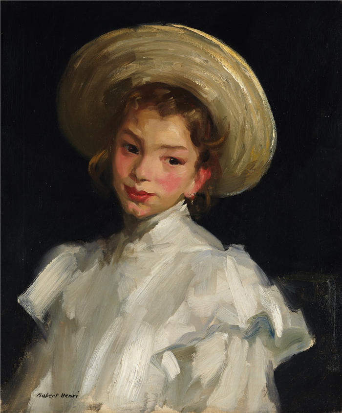 罗伯特·亨利(Robert Henri,美国画家)作品-《荷兰白衣少女 (1907)》高清下载