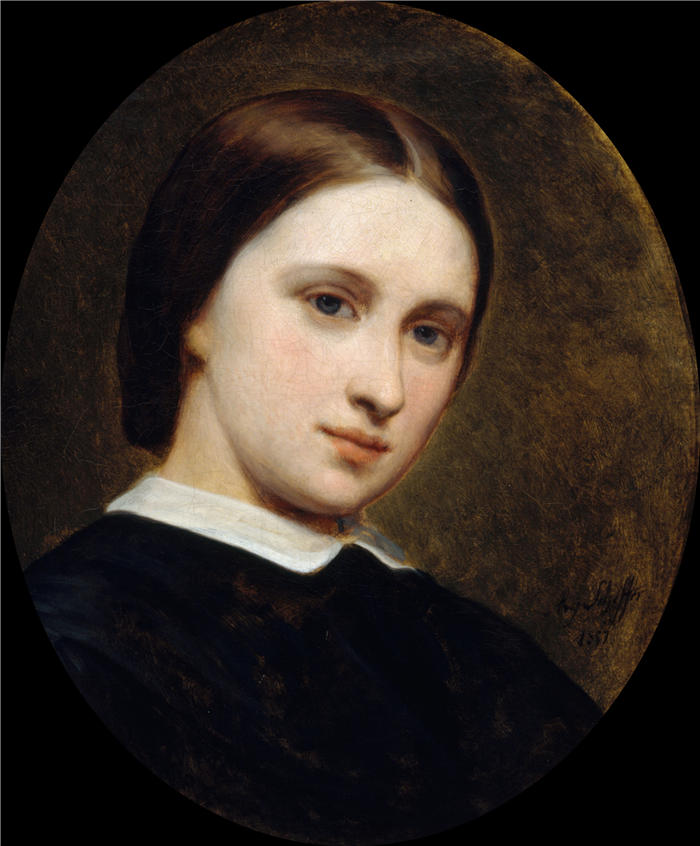 阿里·谢弗(Ary Scheffer,荷兰画家)作品-Cornélie Renan-Scheffer 的肖像（1857 年）油画高清下载