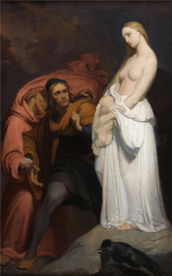 阿里·谢弗(Ary Scheffer,荷兰画家)作品-玛格丽特抱着死去的孩子 (1846)油画高清下载
