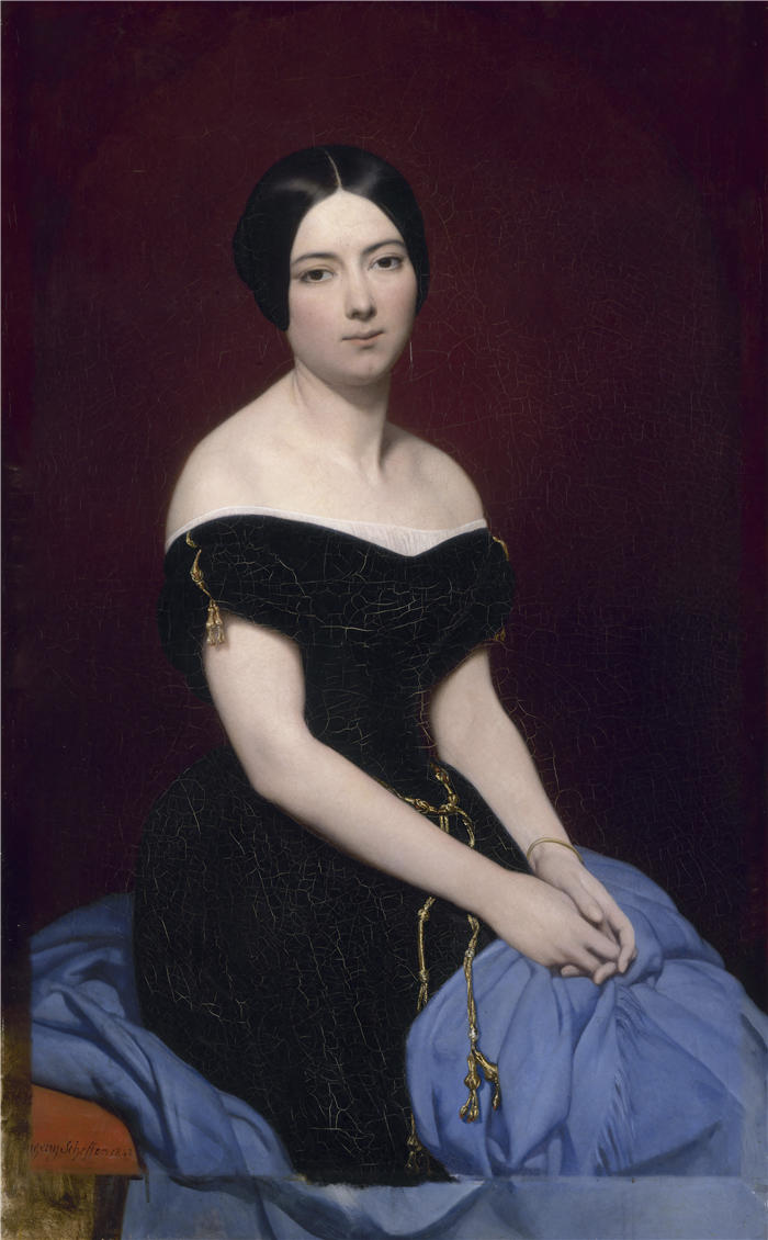 阿里·谢弗(Ary Scheffer,荷兰画家)作品-爱德华·凯拉德夫人的肖像（1842 年）油画高清下载