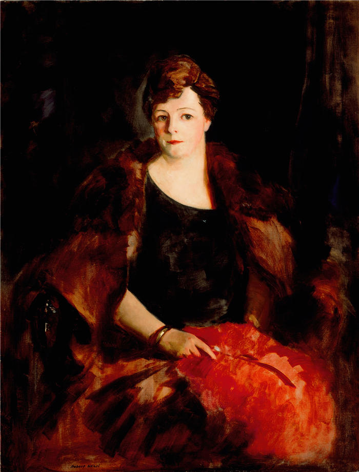 罗伯特·亨利（Robert Henri，美国画家）作品-《威廉·普雷斯顿·哈里森夫人的肖像 (1925)》高清下载