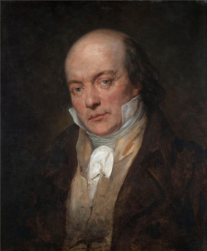 阿里·谢弗(Ary Scheffer,荷兰画家)作品-皮埃尔·让·德·贝朗热 (Pierre-Jean de Béranger) 的肖像 (1828)油画高清下载