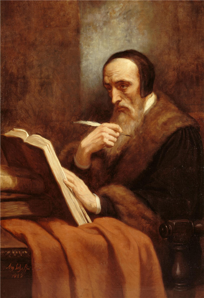 阿里·谢弗(Ary Scheffer,荷兰画家)作品-加（达）尔文肖像（1858 年）油画高清下载