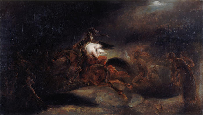阿里·谢弗(Ary Scheffer,荷兰画家)作品-勒诺尔，死者飞快（1830）油画高清下载