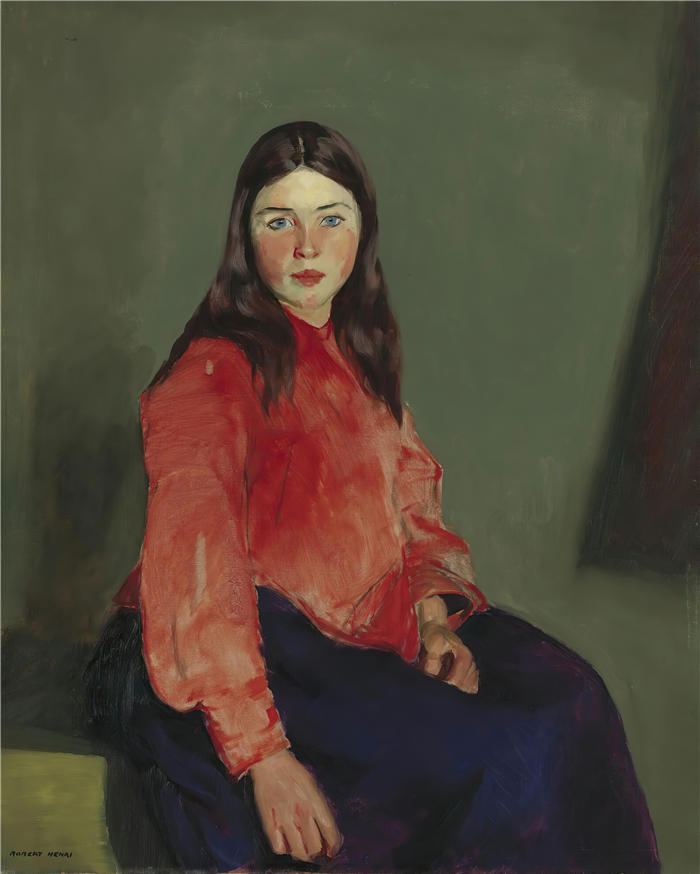 罗伯特·亨利(Robert Henri,美国画家)作品-《康尼马拉的玛丽 (1913)》高清下载