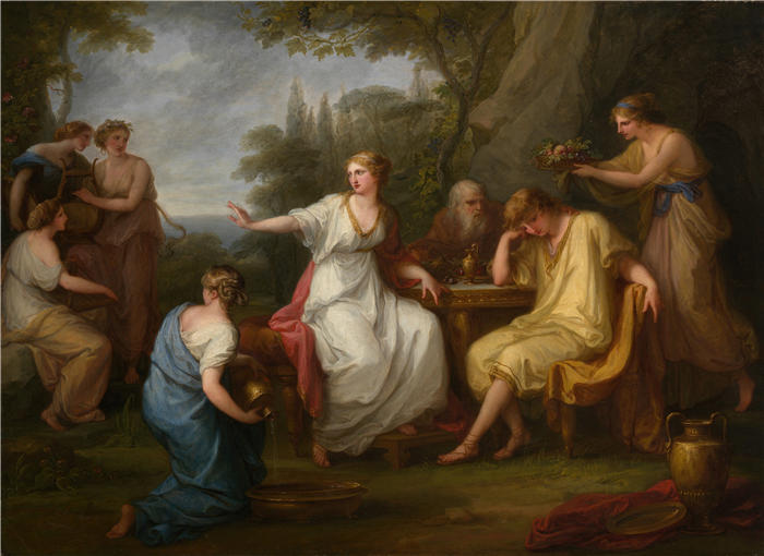 安吉莉卡·考夫曼（Angelica Kauffmann，瑞士画家）作品-忒勒马科斯的悲伤 (1783)高清下载