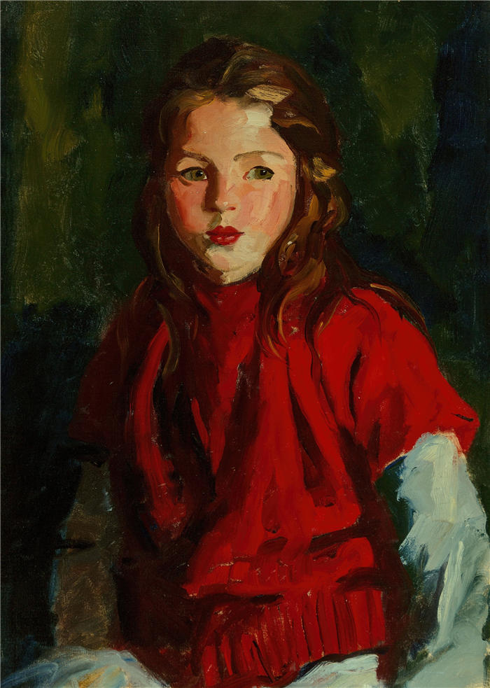 罗伯特·亨利（Robert Henri，美国画家）作品-《金发碧眼的布里奇特·拉维尔 (1928)》高清下载