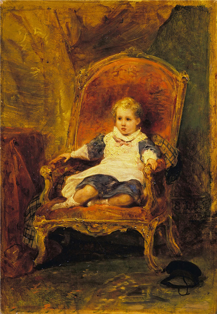 阿里·谢弗(Ary Scheffer,荷兰画家)作品-一个孩子的肖像（1829）油画高清下载