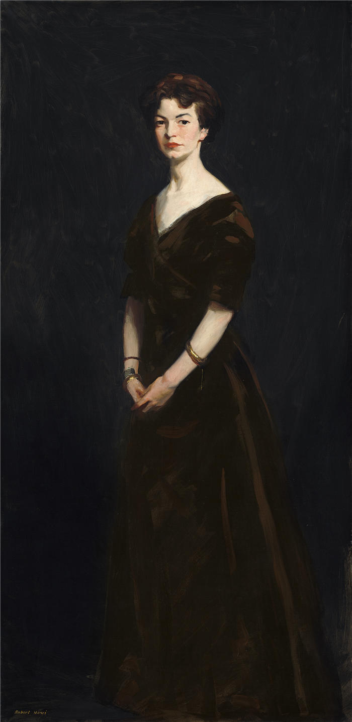 罗伯特·亨利（Robert Henri，美国画家）作品-《伊迪丝雷诺兹 (1908)》高清下载