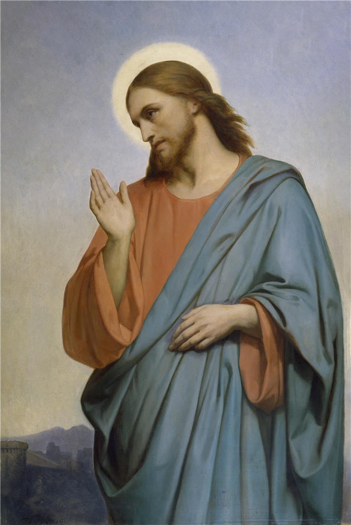 阿里·谢弗(Ary Scheffer,荷兰画家)作品-基督为耶路撒冷哭泣 (1849)油画高清下载