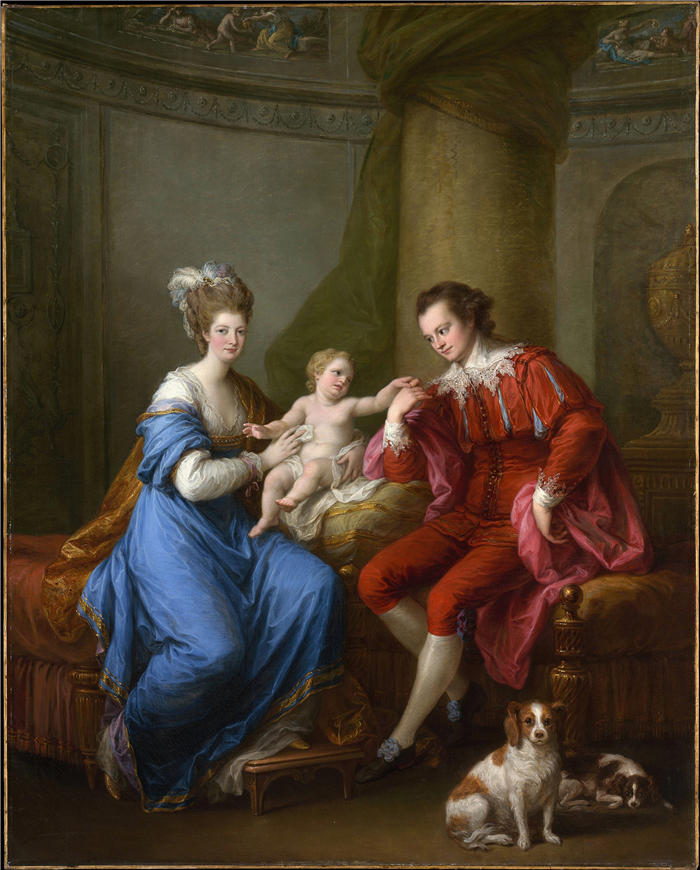 安吉莉卡·考夫曼（Angelica Kauffmann，瑞士画家）作品-德比第十二伯爵爱德华·史密斯·斯坦利和他的第一任妻子伊丽莎白·汉密尔顿夫人和他们的儿子（约 1776 年）