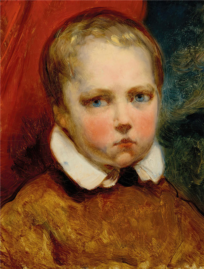 阿里·谢弗(Ary Scheffer,荷兰画家)作品-一个名叫里昂的男孩的肖像油画高清下载