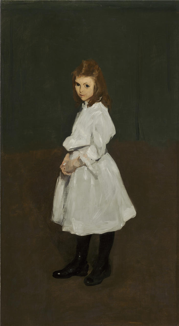 乔治·韦斯利·贝洛斯（George Wesley Bellows，美国画家）作品-《白衣小女孩(1907)》高清下载