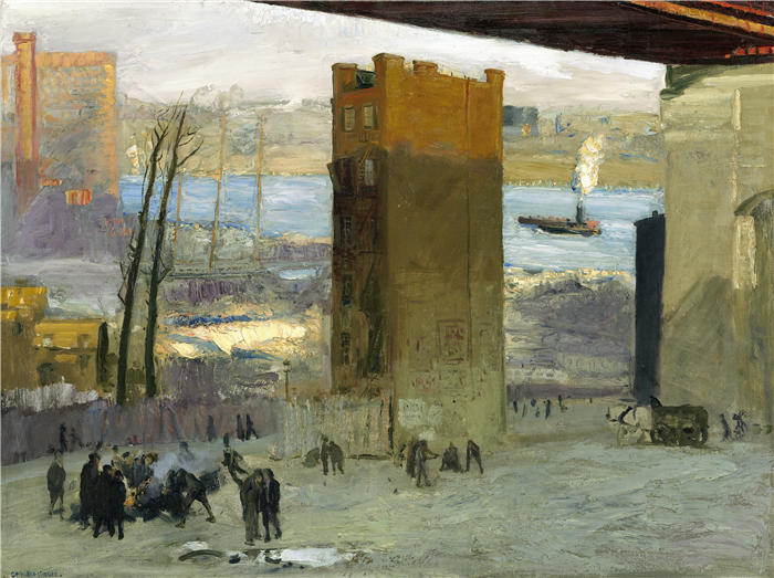 乔治·韦斯利·贝洛斯（George Wesley Bellows，美国画家）作品-《孤独的公寓 (1909)》高清下载